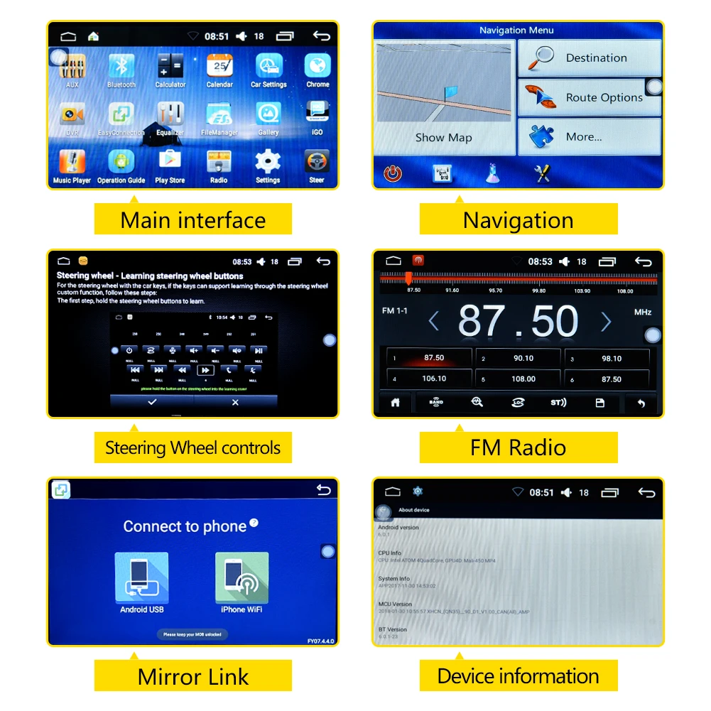Автомобильный мультимедийный плеер 9 дюймов Android wifi плеер gps навигатор HD Реверсивный Видео мобильный телефон управление Рулевое колесо FM радио