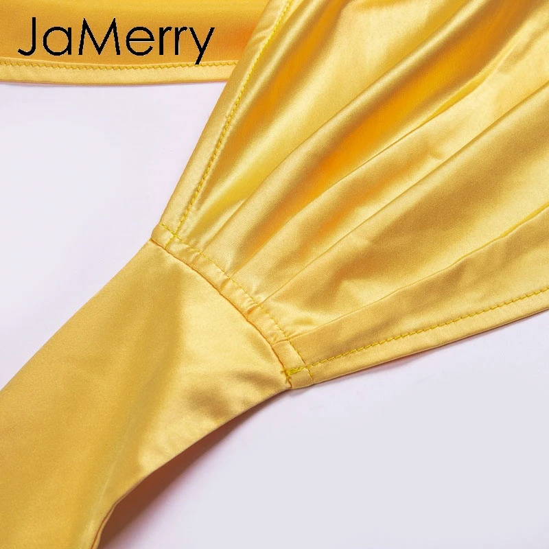 JaMerry Сексуальная атласная v образным вырезом блузка рубашка Топы корректирующие