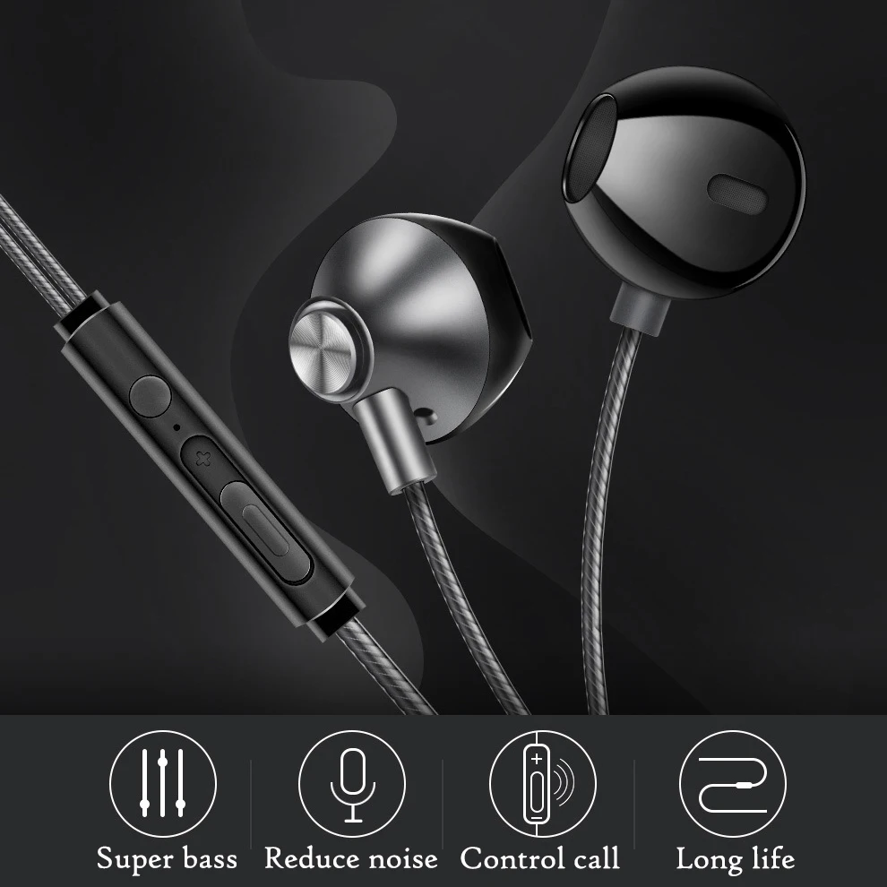 Наушники Pinwei в ухо проводные наушники Мощный Басовый пульт дистанционного