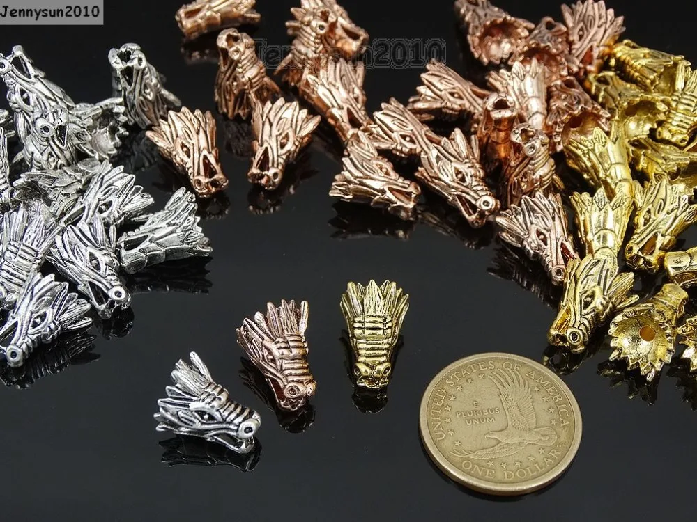 Бусины подвески в виде дракона серебристые/золотистые/розовые|beads silver|charm beadscharms