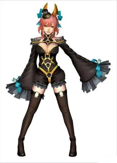 

[Customize] Anime! Fate/Extra CCC Caster Tamamo no Mae Black Gothic Uniform Cosplay Costume For Women Free Shipping