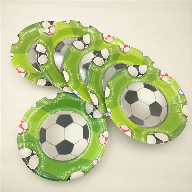 Plates7 6pcs Футбол кружки соломы коробка для конфет, для мальчиков, Детская футболка с одноразовой посуды вечерние поставки вечерние украшения набор Футбол пользу - Цвет: Plates7 6pcs