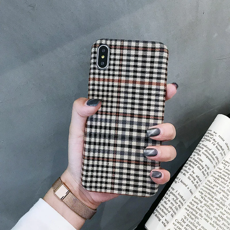 Ткань оболочки простой телефон чехол для iphone 7 8 плюс мягкого силикона ткани