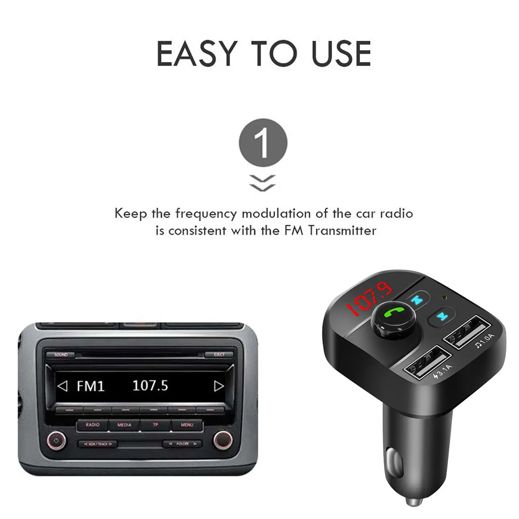 Автомобильный комплект Bluetooth mp3 плеер fm передатчик два USB зарядного устройства