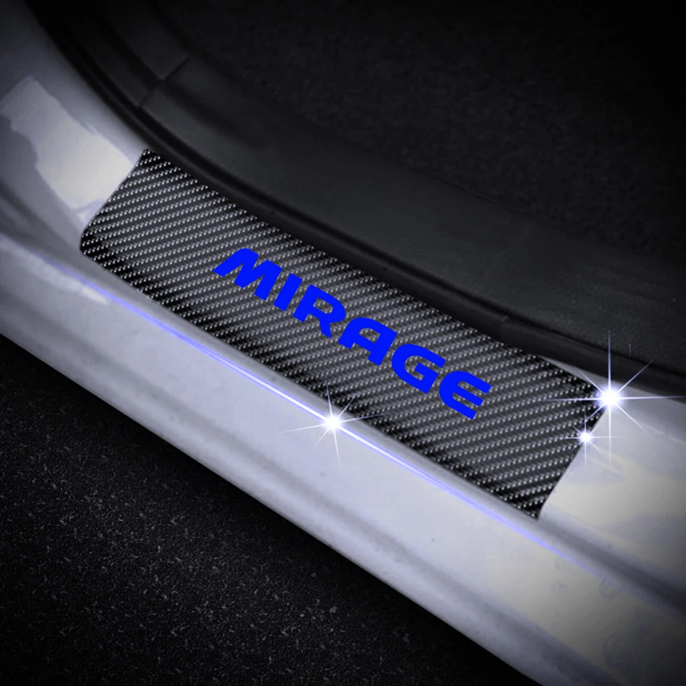 Blue Добро пожаловать педаль автомобиля порога Накладка для Mitsubishi MIRAGE углеродного волокна виниловая наклейка защита автомобиля аксессуары 4 шт - Название цвета: Blue