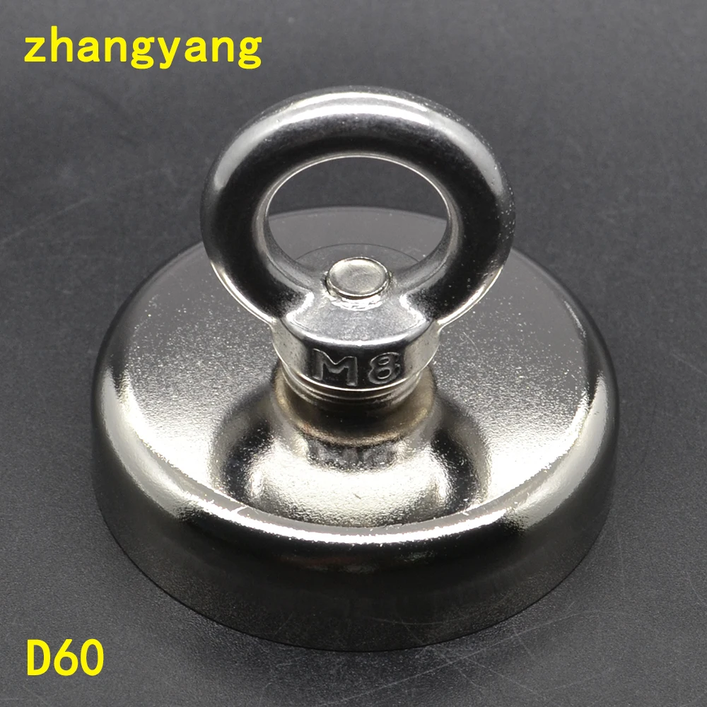 

1pcs Pulling Mounting D60mm strong powerful neodymium Magnetic Pot with ring fishing gear, deap sea salvage equipments D60