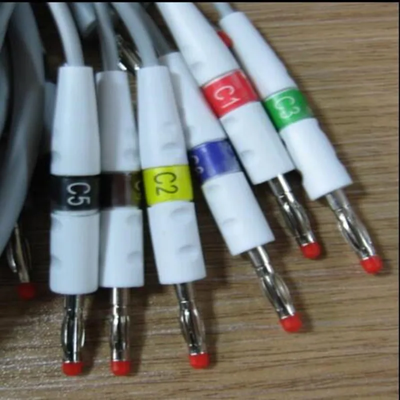 Free Shipping Compatible Nihon Kohden ECG/EKG Cable ECG-1250,ECG-1350, ECG-9101/9130/9132/9620 Banana 4.0 end without Resistor