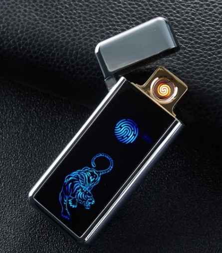 Полноэкранная электронная USB Зажигалка вольфрама турбо Зажигалка для курения - Цвет: silver tiger