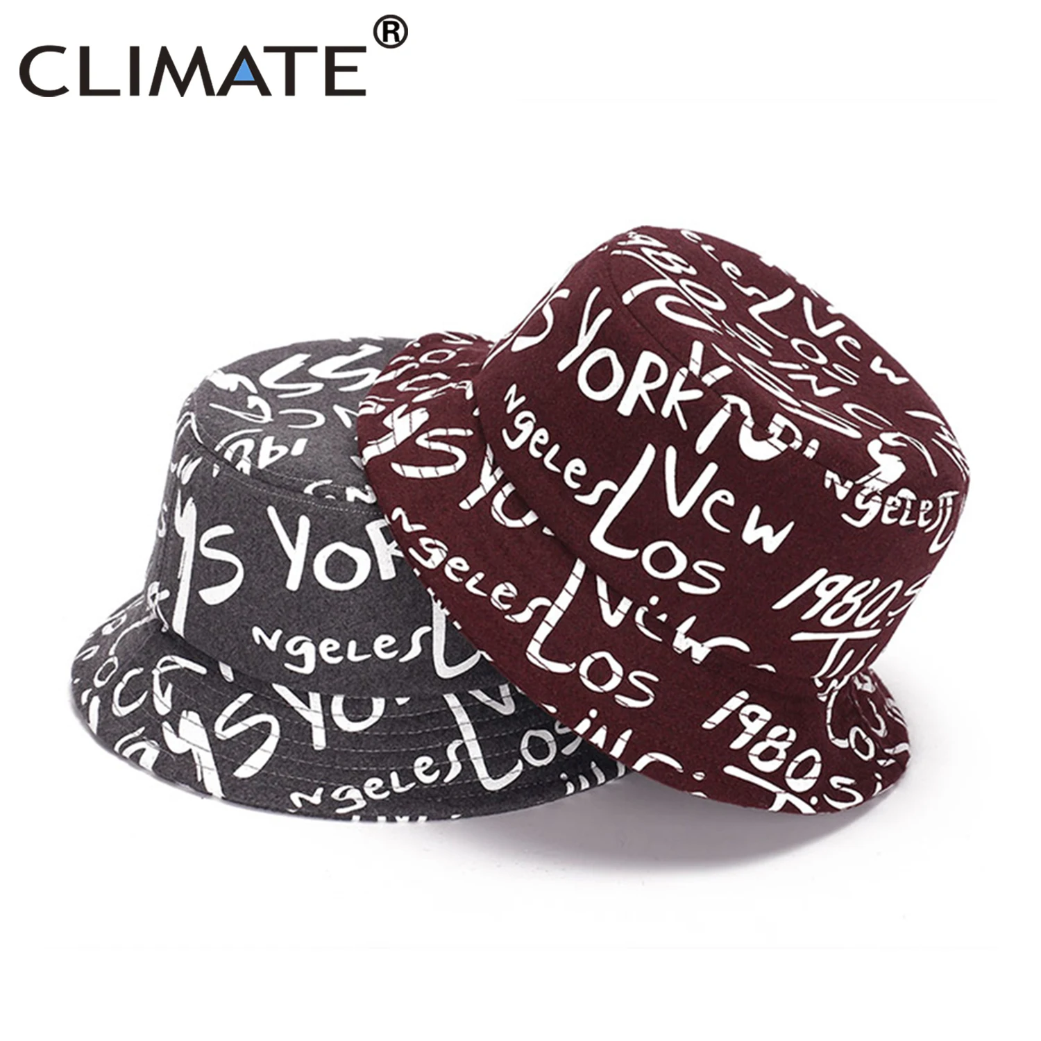 CLIMATE Men Women New York Bucket Hats Winter Warm Hat Artificial Woolen Hip Hop | Аксессуары для одежды