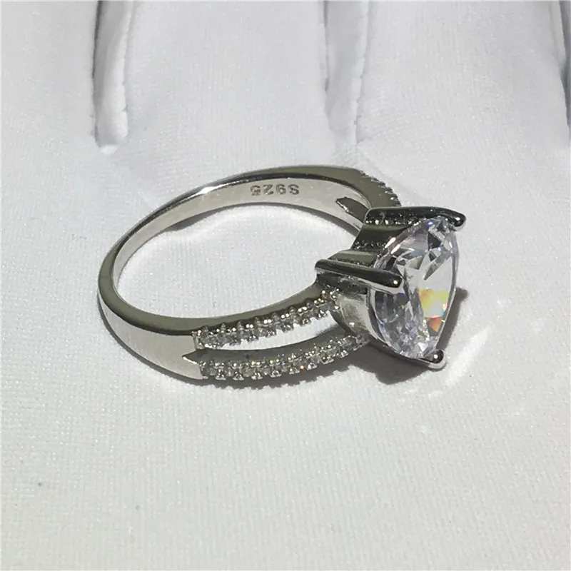 Королева сердца кольца 925 стерлингового серебра роскошный 3ct Сона cz обручальное