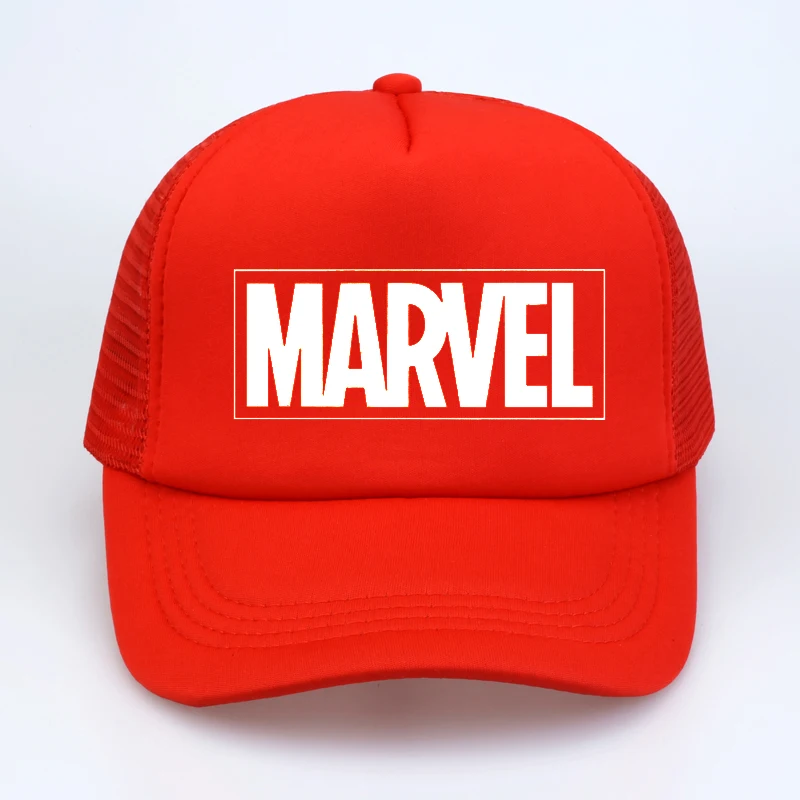 Marvel Comics, Мстители, Мужская/Женская модная бейсбольная кепка, Регулируемое Качество, принт с буквами, летняя сетчатая Кепка для водителя грузовика, шляпа для папы - Цвет: Красный