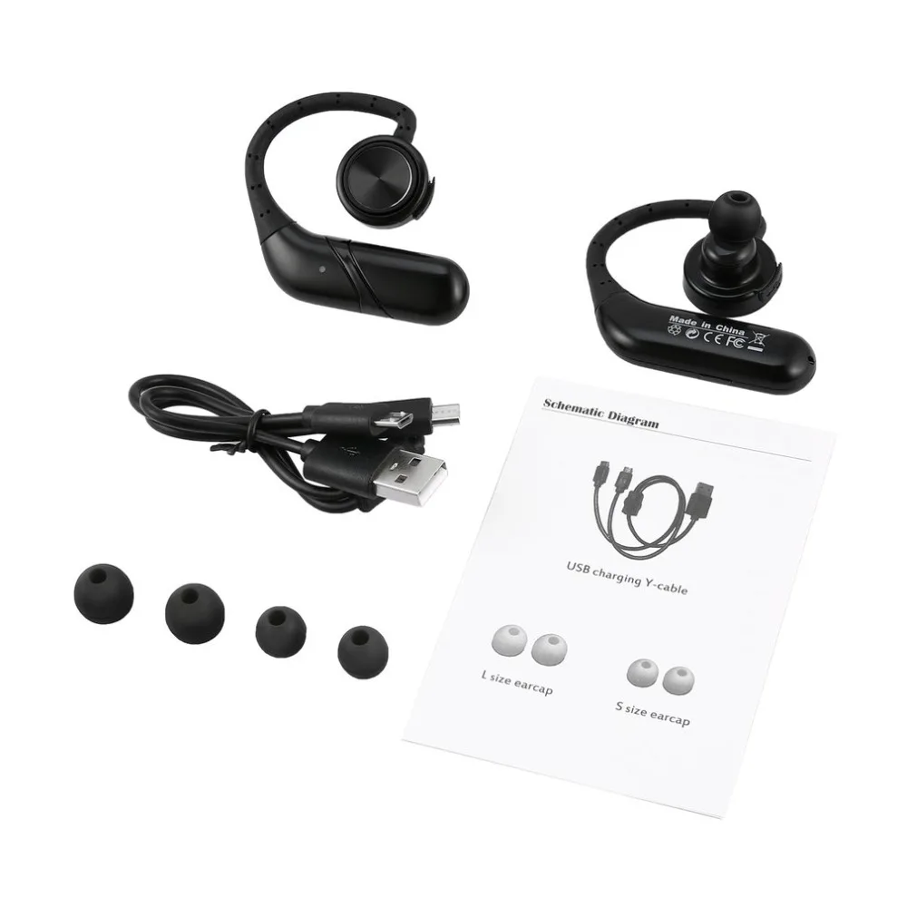Bluetooth стерео гарнитура наушники True Беспроводной спортивные HiFi громкой связи IP67