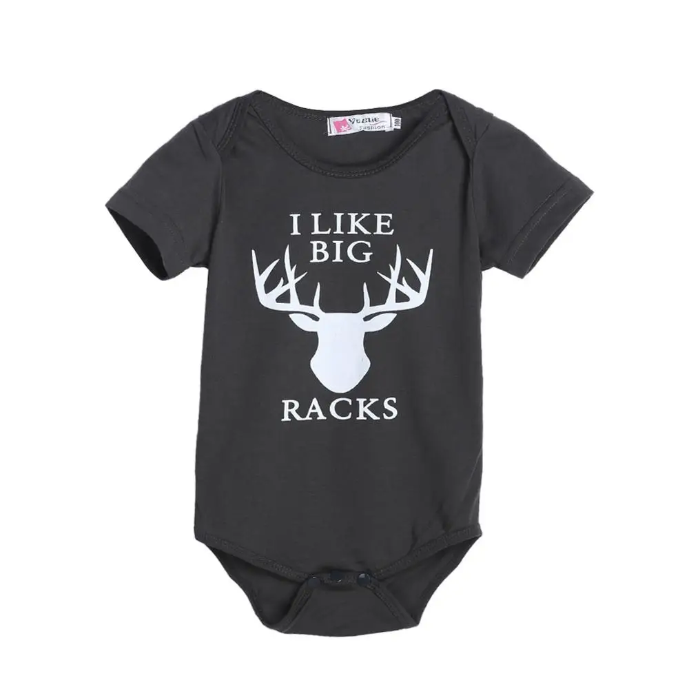 deer Комбинезоны для новорожденных от 0 до 18 месяцев Комбинезоны для маленьких девочек с короткими рукавами и принтом папы Детский комбинезон одежда из хлопка для мальчиков Комплекты для младенцев - Цвет: deer