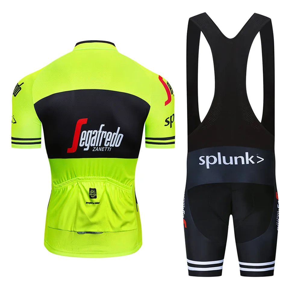 2019 Fluorescent yellow green Summer Men Cycling Jersey Short Sleeve Set Breathable bib shorts Bicycle Clothes Quick Dry Maillot | Спорт и