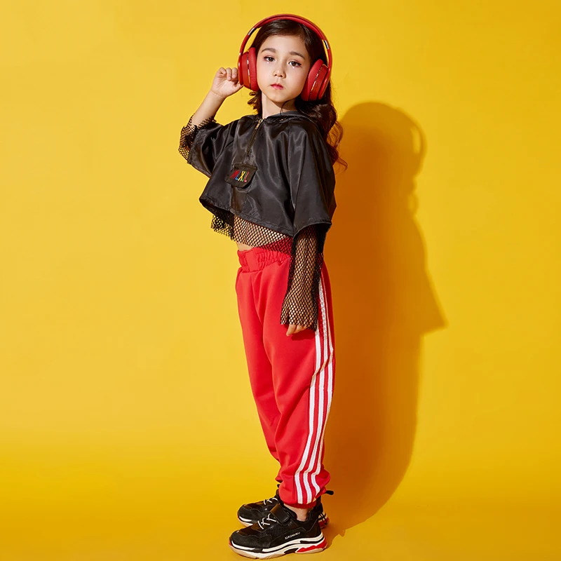 Новая одежда в стиле хип-хоп для девочек детские танцевальные костюмы черные
