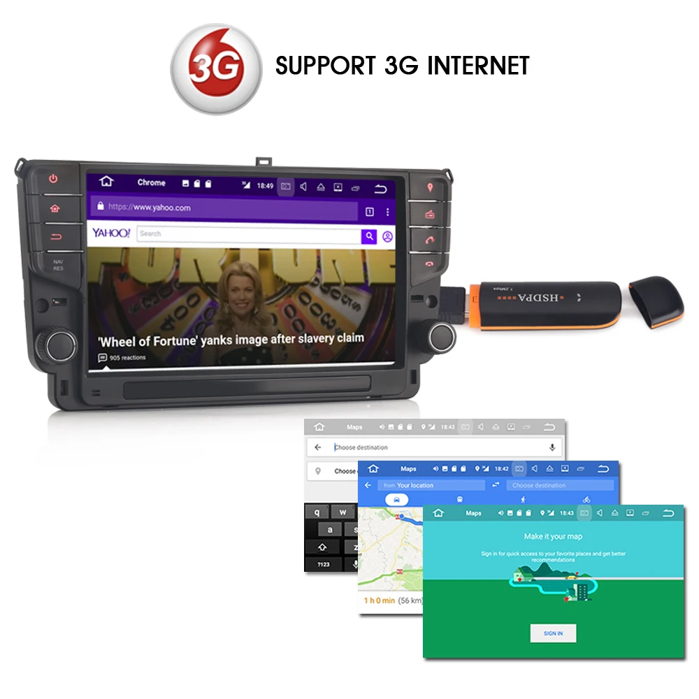 9 "Android 7 1 автомобильный мультимедийный плеер радио gps SatNav BT DAB + USB WiFi DVR DTV для GOLF