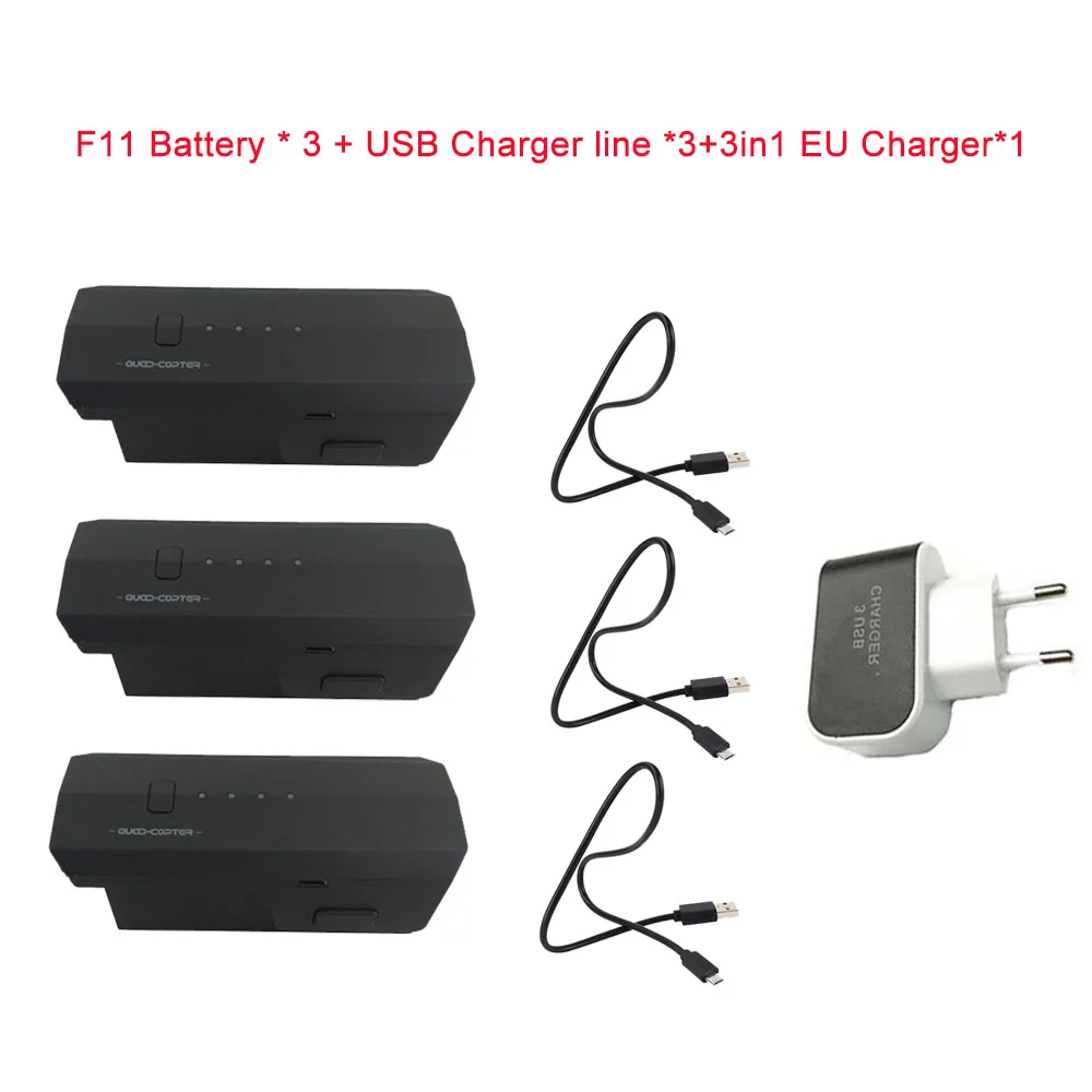 3Battery3USB1EUCharg SJRC F11 аккумулятор 11,1 В 2500 мАч Lipo аккумулятор для RC Квадрокоптер Дрон SJRC F11 Запчасти Аксессуары - Цвет: 3Battery3USB1EUCharg