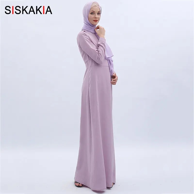Женское приталенное платье Siskakia длинное однотонное в мусульманском стиле с