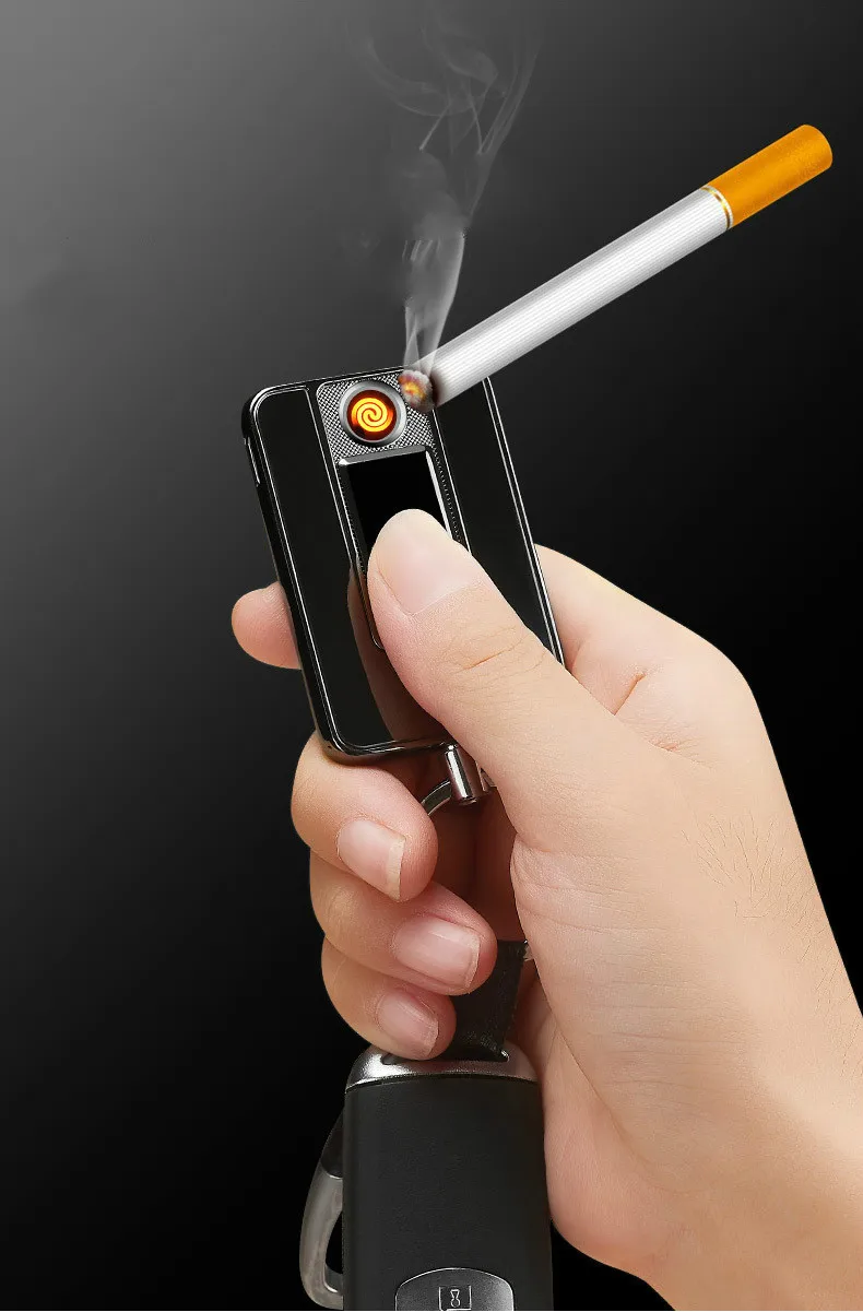 USB зарядка Металлическая Зажигалка Выдвижной креативный электронагревательный провод Прикуриватель ветрозащитный брелок личность подарок для человека