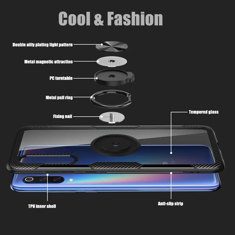 Противоударный защитный прозрачный чехол из закаленного стекла для Xiaomi Mi 9