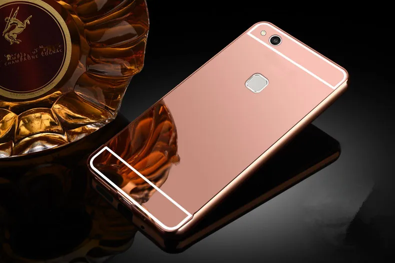 Роскошные зеркальные чехлы из розового золота для huawei P8 Lite, алюминиевая металлическая рамка, задняя крышка для huawei P9 Lite