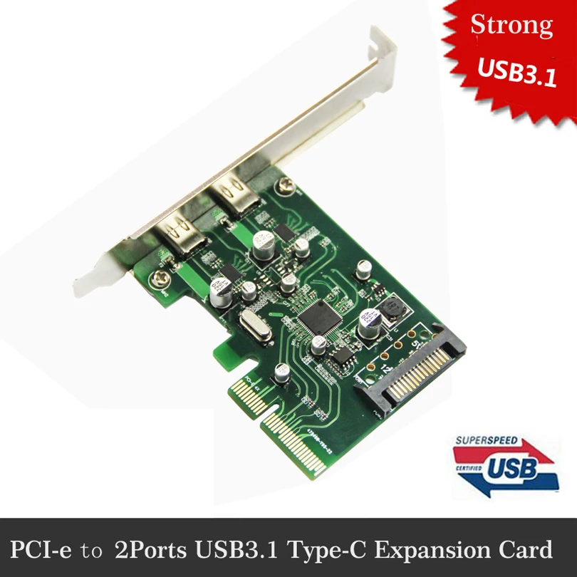 PCI Express (PCI-E 4X слот) до 2 Порты USB3.1 Тип-C сзади добавить на карта PCI-E адаптер конвертер