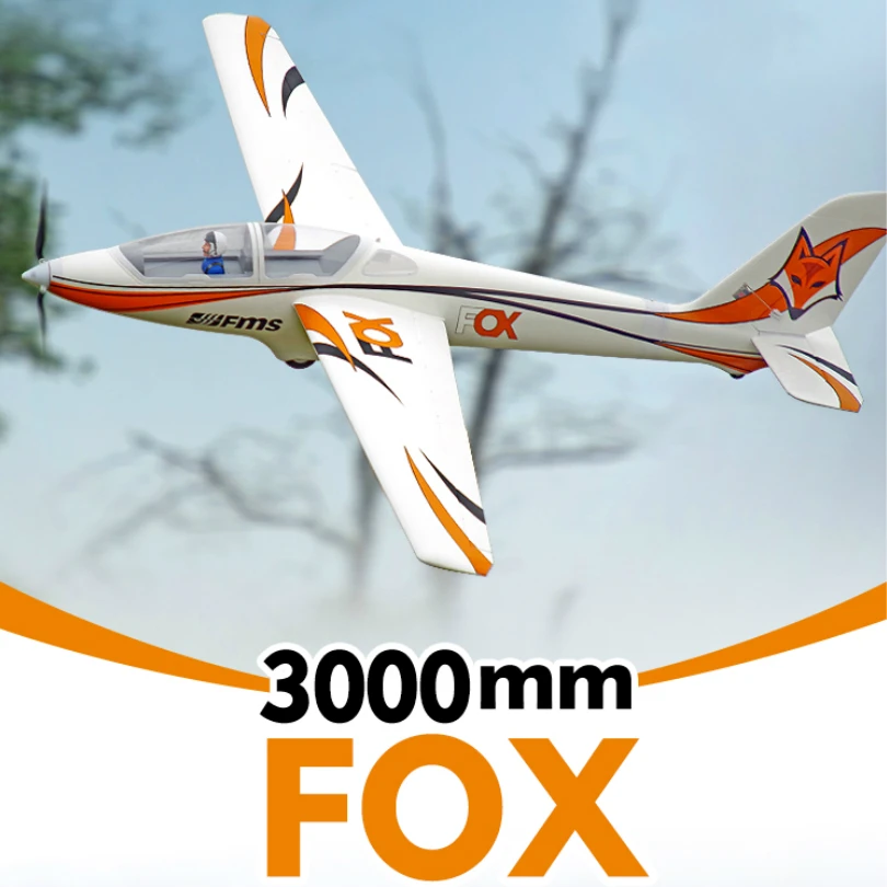 Радиоуправляемый самолет FMS Glider 3000 мм 3 м лиса с закрывающимися 5CH 6S EPO PNP Большой
