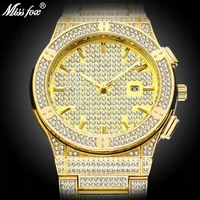 luxury watch men luxury brand diamond golden wristwatch mens wrist watch gold male clock waterproof quartz watch with box