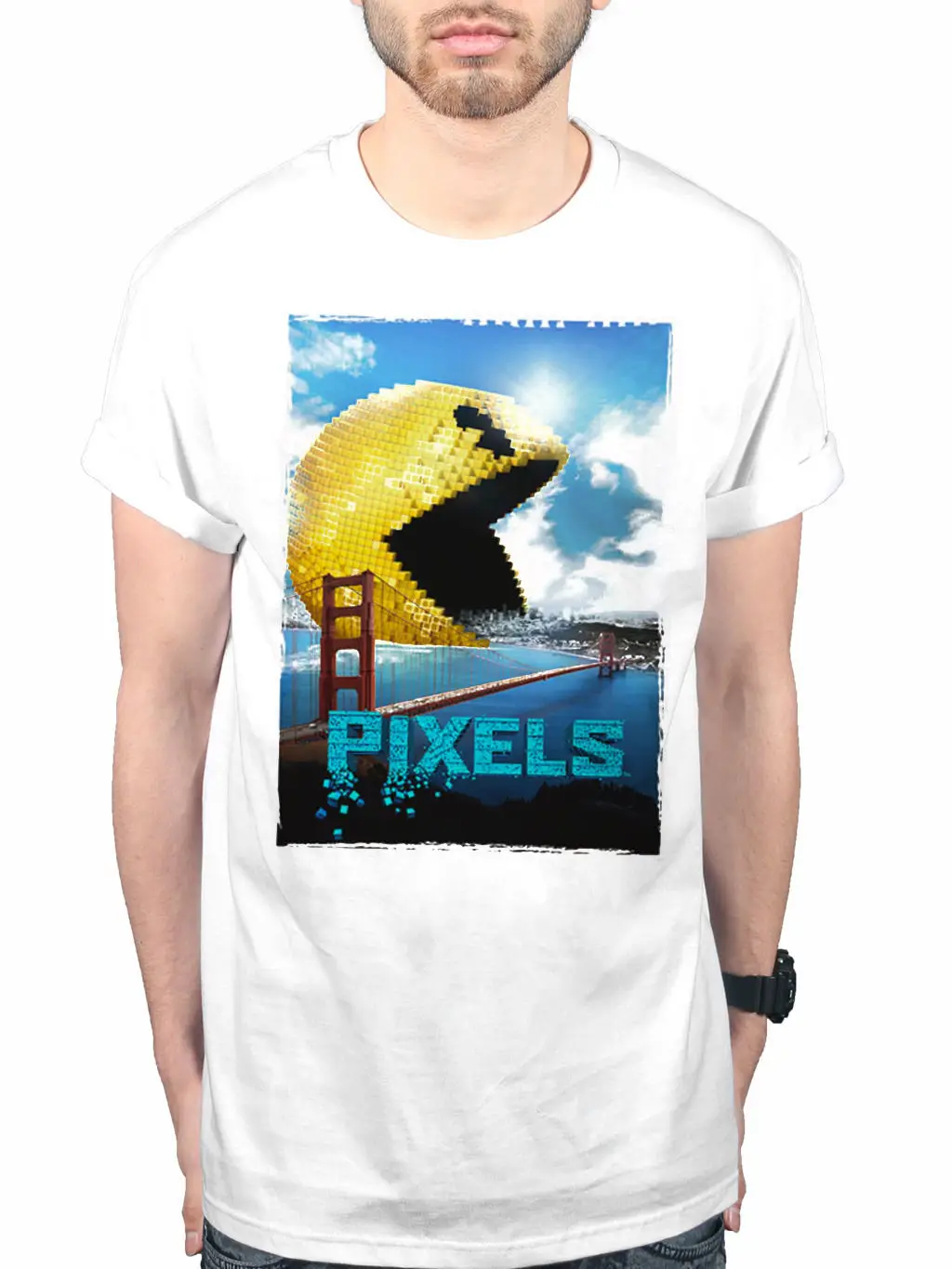 Официальный Пиксели Pac человек-фильм Футболка Адам Сэндлер аниме видео игры Мерч