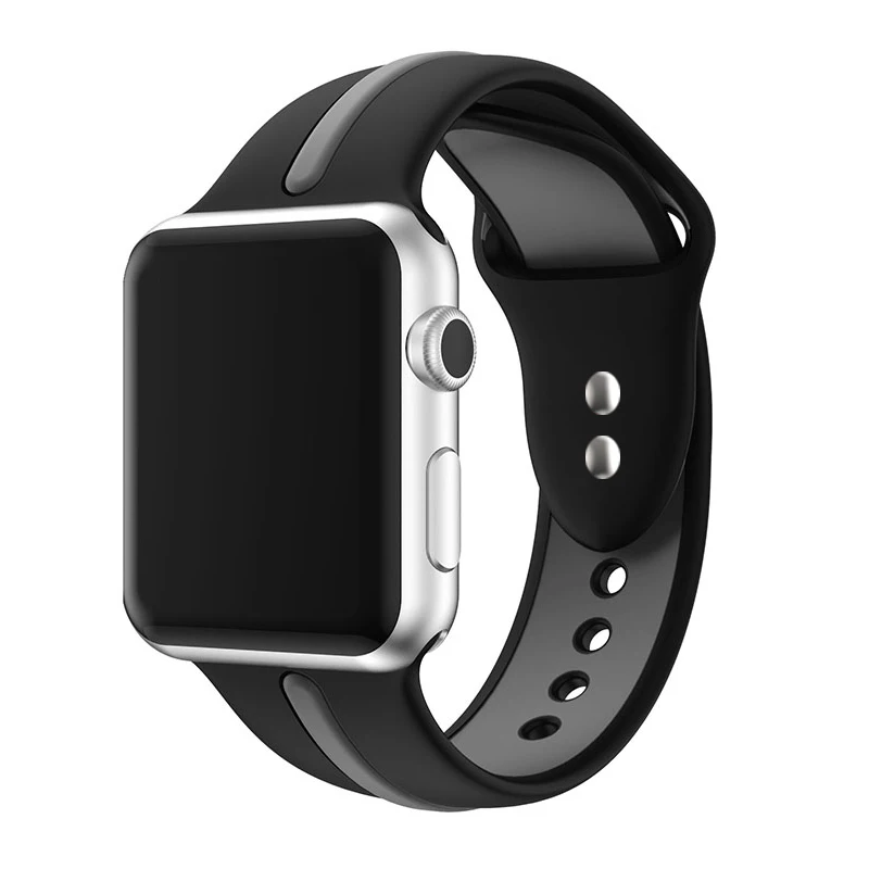 black gray Спортивный ремешок для apple watch pulseira apple watch 4, 3, 5, ремешок 44 мм, 40 мм, iwatch band 42 мм, 38 мм, браслет correa, ремешок для часов - Цвет ремешка: black gray