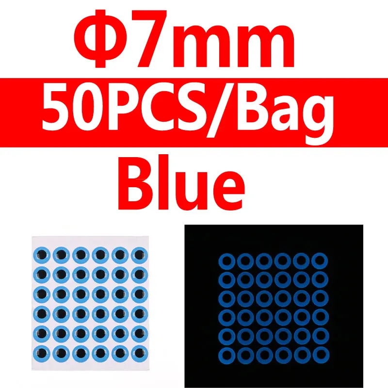 7mm blue 50pcs Bimoo 50 шт. световая приманка для рыбалки глаза 3D моделирование нахлыстом Гольян Искусственные глаза рыбы Оранжевый Синий Зеленый 3 мм/4 мм/5 мм и т. Д - Цвет: 7mm blue 50pcs