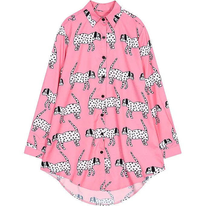 Lazy Oaf стильные женские шифоновые блузки размера d далматинские женские блузки повседневного дизайна, женские блузки размера плюс, розовая Модная рубашка