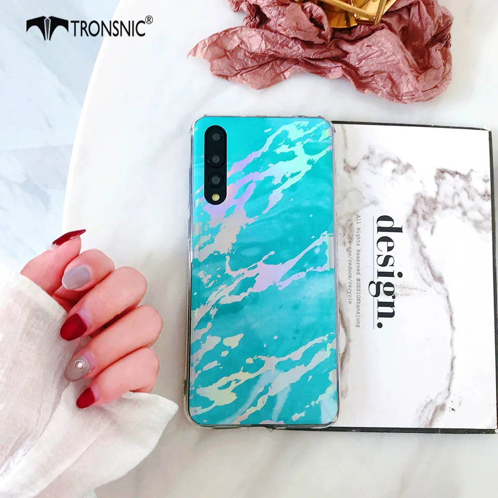 TRONSNIC мраморный лазерный чехол для телефона Huawei P20 30 Pro Радужный Мягкий Роскошный