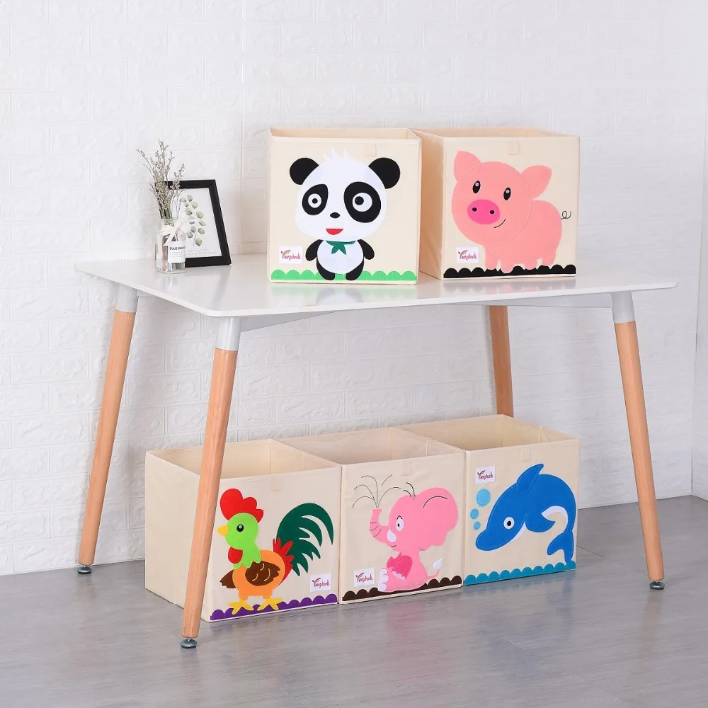 Новый 3D ящик для хранения игрушек Мультяшные животные складные корзины шкаф
