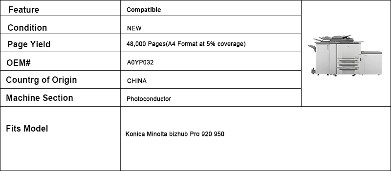 Совместимый тонер-картридж-черный A0YP032 для KONICA MINOLTA BIZHUB Pro 920 950