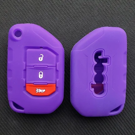 3btns purple КЛЮЧ ДИСТАНЦИОННОГО FOB чехол Крышка Funda для Jeep Wrangler JL JLU Флип Защита входа сумка держатель - Название цвета: 3btns purple