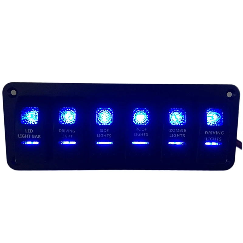 Алюминиевый ВКЛ ВЫКЛ двойной синий свет 6 банд автомобильный клавишный