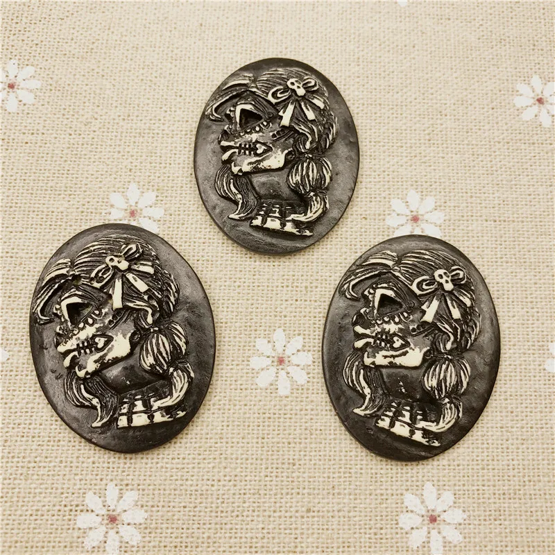 Бесплатная доставка! Забавная камея с черепом/красавицей из смолы кабошон