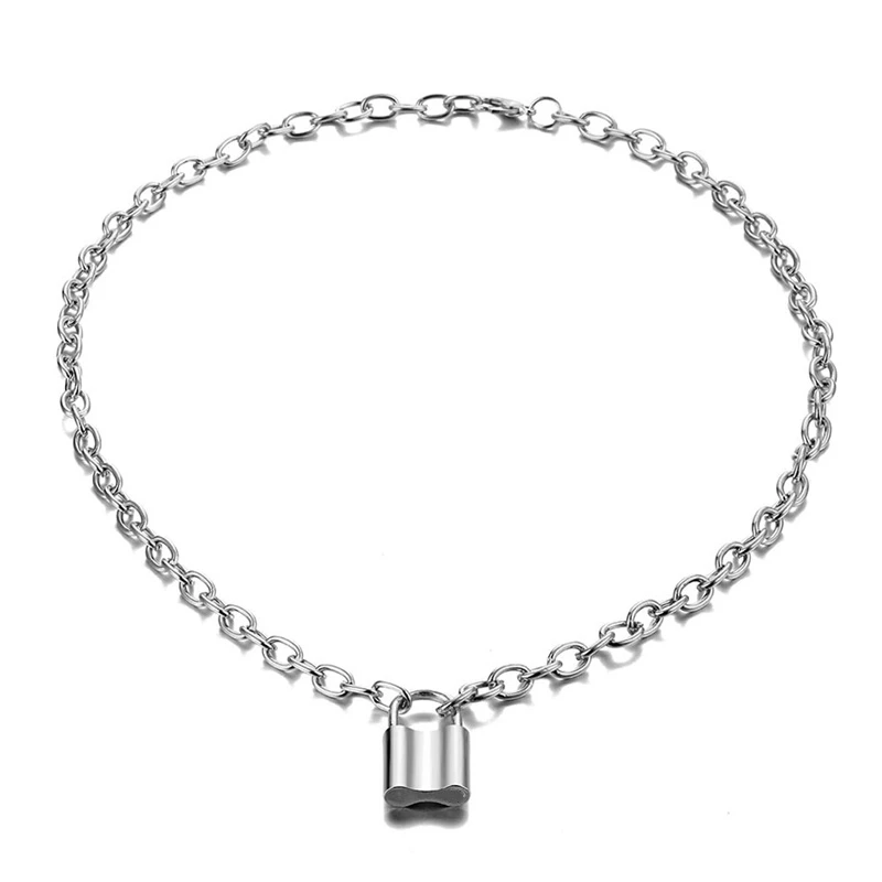 ZL0000205-2 Винтажные Подвески с квадратным замком для женщин, подарки дружбы, простой дизайн, золотой, серебряный цвет, цепочка, сплав, подвеска на шею - Окраска металла: ZL0000205-2