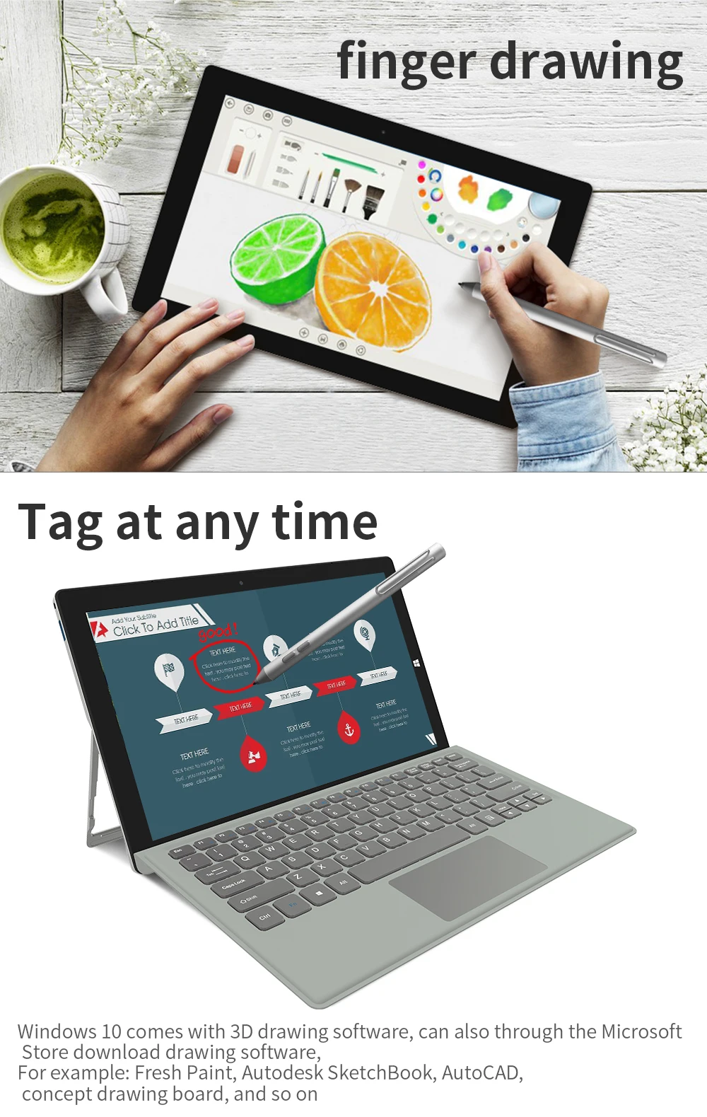 2 в 1 планшетный ПК Jumper EZpad Go 11,6 дюймов ips дисплей windows Tablet 4 Гб ram 64 Гб/128 ГБ Intel Apollo Lake N3450 планшет с ручкой