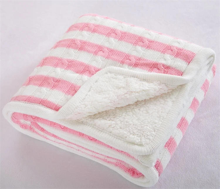 pink stripes 100X120 см хлопковое Полосатое вязаное одеяло зимнее плотное утяжеленное одеяло шерстяное вязаное одеяло детское одеяло для дивана - Цвет: pink stripes