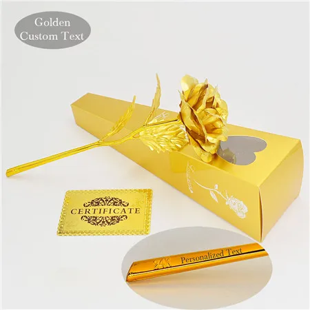 Golden Personalized Прямая 24 k Золотая фольга Свадебные украшения в виде роз Золотое розовое золото окунутые Искусственные цветы персонализированные - Цвет: Golden Personalized