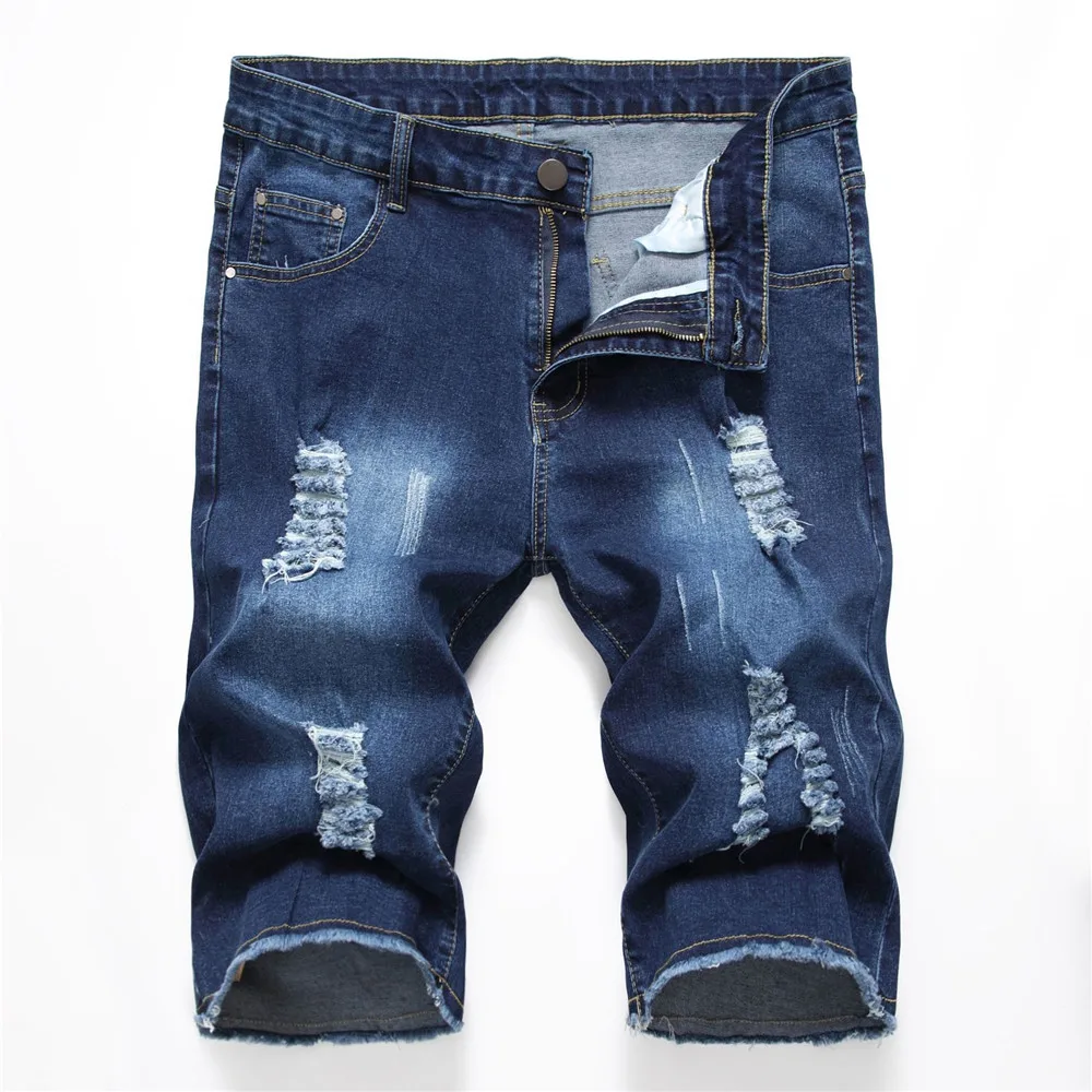 Новые рваные джинсы мужские шорты модные мешковатые короткие капри с дырками