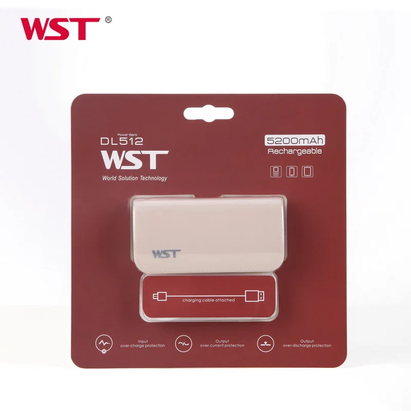 Внешний мини аккумулятор WST 5200 мАч портативный внешний USB для Xiaomi/iPhone/Huawei с