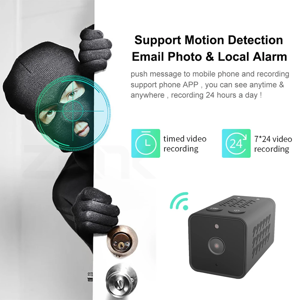 1080P HD wifi Беспроводная мини ip-камера с углом обзора 140 градусов ИК ночного видения мини видеокамера циклическая видеокамера встроенный аккумулятор IP CAM
