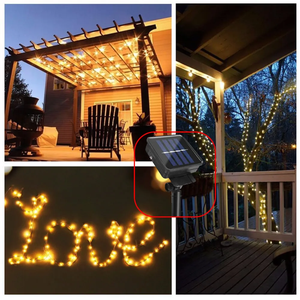 Рождественский светодиодный светильник на солнечной батарее водонепроницаемый