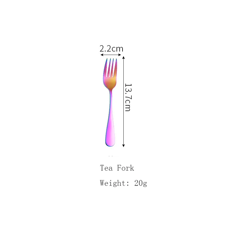 No.16 Cake Fork Набор радужных столовых приборов из нержавеющей стали столовая посуда набор серебряных приборов столовый нож и вилка Прямая поставка - Цвет: No.16 Cake Fork