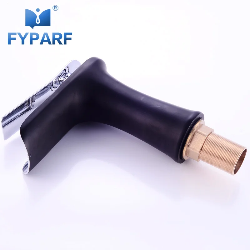 

FYPARF Chrome Brass Bathroom Basin Faucet Black Painting Mixer Tap Water Faucet Tap Waterfall Basin Mixer Faucet Cold Hot Crane