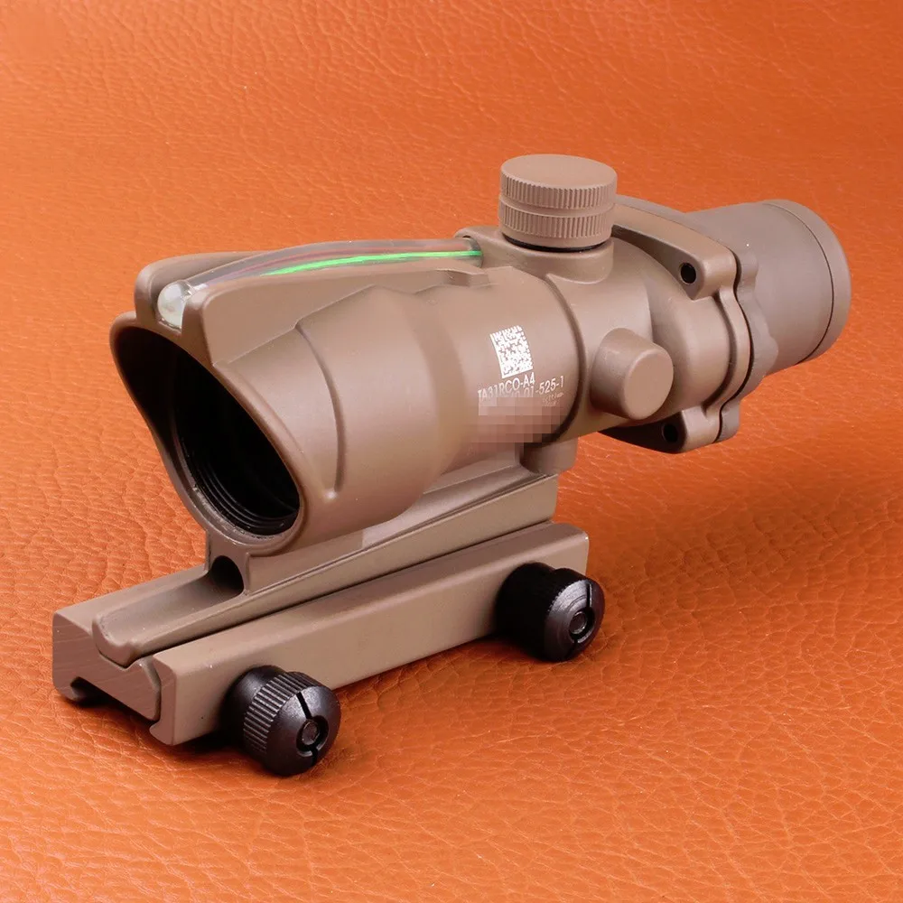 Hunting ACOG 4X32 SCOPE Fiber Source Red Green Orange Illuminated Scope Black Tan Color Tactical Riflescope