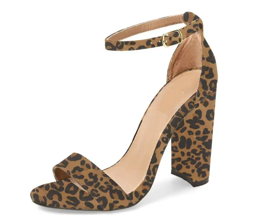 Leopard Matte LOVIRS/женские босоножки на высоком массивном каблуке с открытым носком и закрытой пяткой; Модные Классические босоножки с ремешком на щиколотке для отдыха; модельные туфли - Цвет: Leopard Matte
